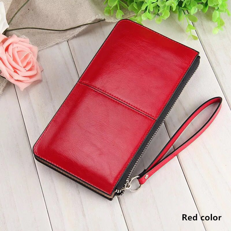 Women Wallets Long Candy Oil Leather Wallet Day Clutch Women's Purse Female Purse Clutch Card Holder: 5