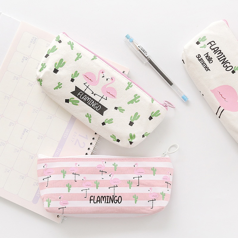 Cute flamingo pencil case kawaii cartoon pen box school pencil case Learn office stationery supplies
