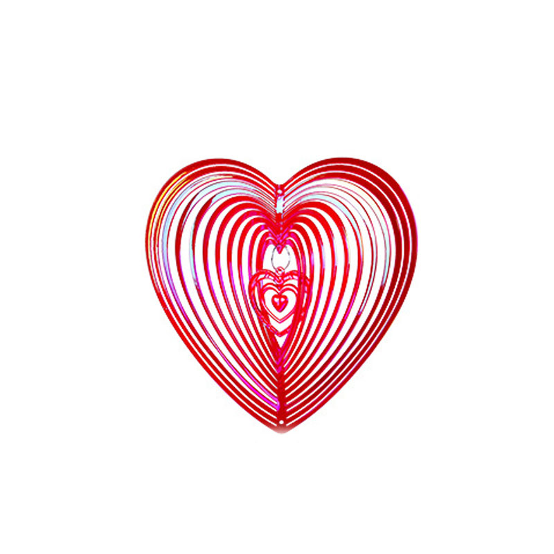 Coração batendo vento spinner plástico vento coletor amor vento carrilhão girando vento carrilhão pendurar decoração do jardim ornamento pássaro scarer: Vermelho