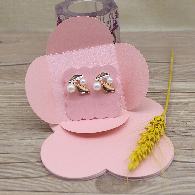 10pc wielokolorowy kwadratowy pudełko z biżuterią 6.5cm z wewnętrzną kartą kolczyka 5*5cm biały/różowy/fioletowy/kraft papierowe do biżeturii pudełko na kolczyki: Pink / 10box 10card10ribbon