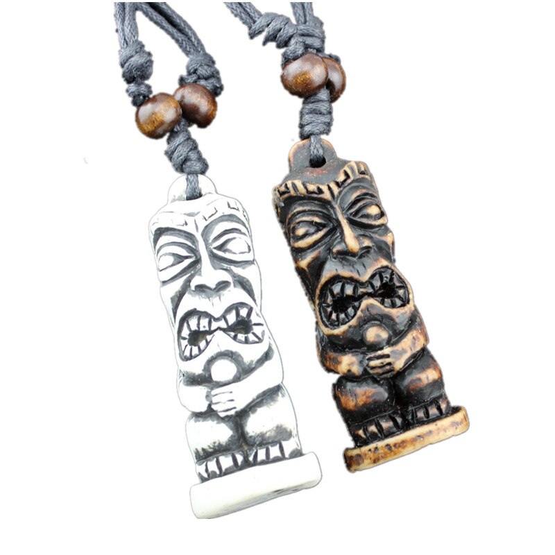 COOL Jongen mannen Maori/Hawaiian Style Faux Gesneden totem tiki mannen Hangers Kettingen Amuletten XL34