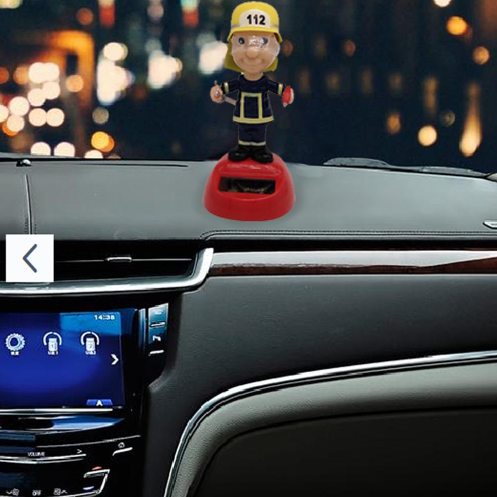 Coche de juguete bailarín alimentado por energía Solar, ornamento, muñeco oscilante, bombero, juguete, coche, tablero, decoración, accesorios de coche