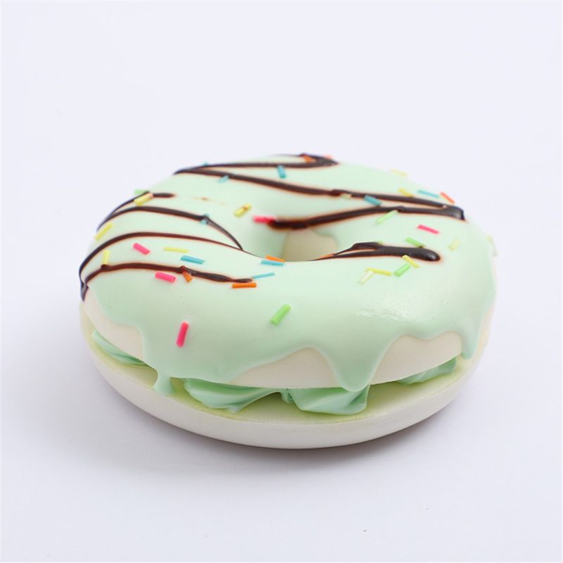 Double Jam Circle Bread Squishy Toy Squeeze Squishi Toy Slow Rising Stress 97BD: Green