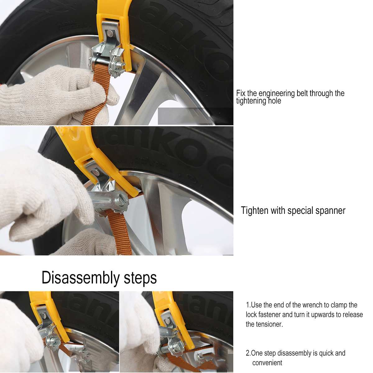 165-255cm Automobiles Vehicles Car Snow Chains Car Tire Tyres Anti-skid Chain Wheel Chain Safety Adjustable TPU Truck Van ATV