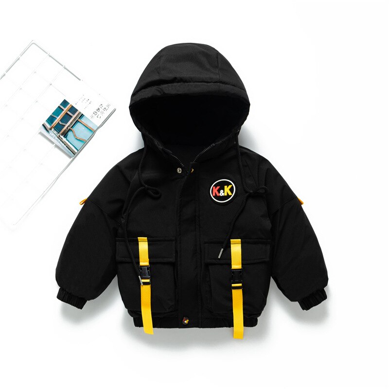 1 2 3 4 5 Years Withstand The Severe Cold Boys Jacket Winter Thick Keep Warm Outerwear Coat For Boy Heavy Children Clothes: JK120-Black / 5