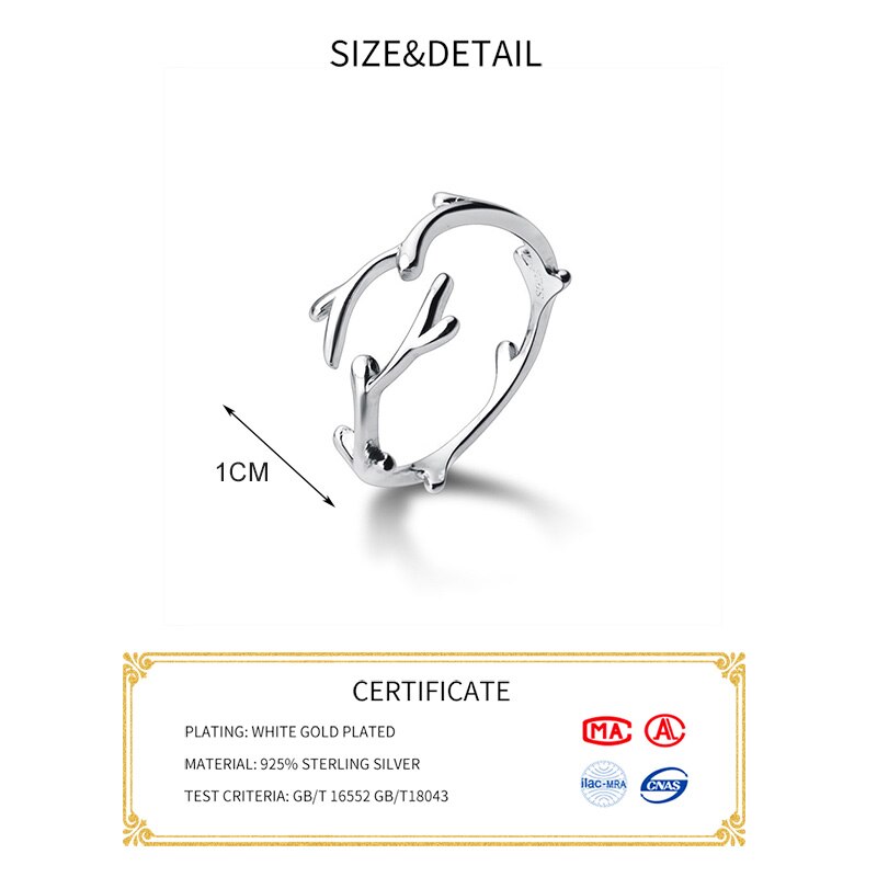 INZATT Real 925 Sterling Silver Irregular Branches Adjustable Ring For Women Party Fine Jewelry Minimalist Cute Accessories