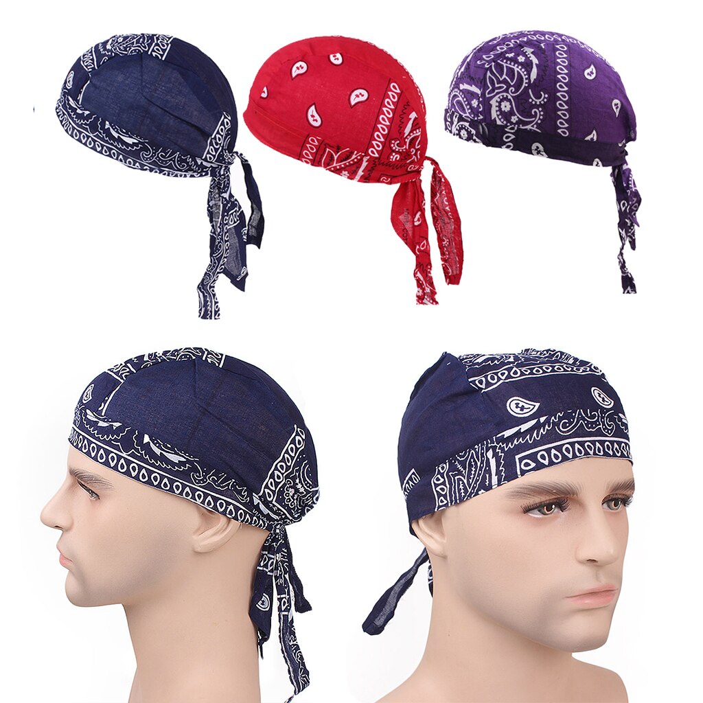 2 Stuks Unisex Bandana Hoed Katoen Durag Print Cap Vrouwen Mannen Ademende Chemo Tulband Mode Headwrap Hoofddeksels Pirate Head Sjaal