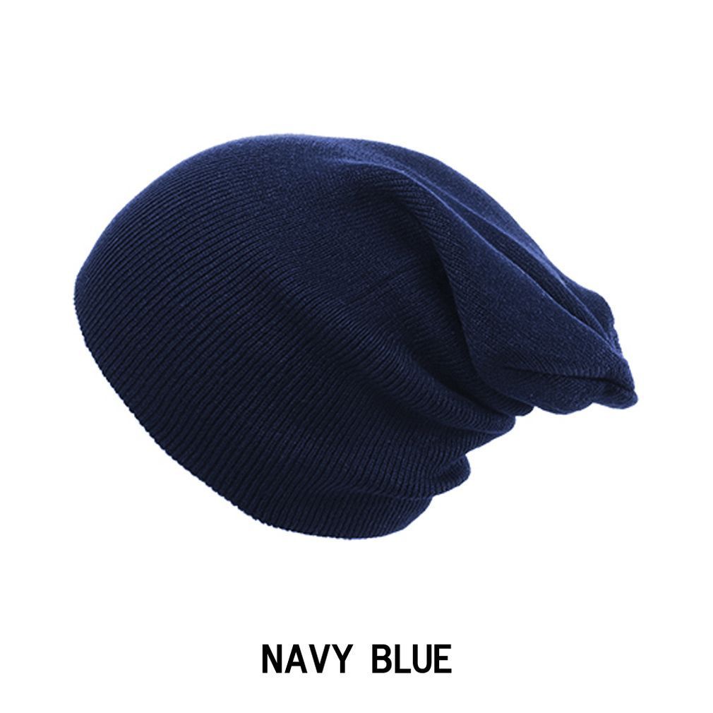 Mistdawn 2022 unisex strikket slouch skullies hunhue hue kvinder mænd efterår vinter varme huer ski cap one size: Marine blå
