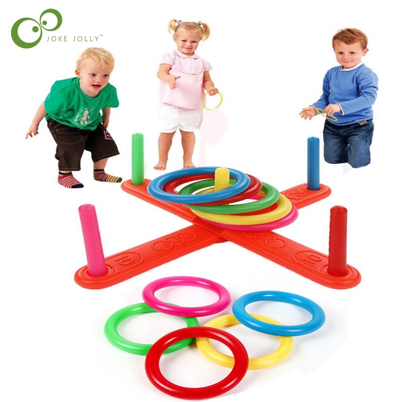 Båge ring kasta plast ring kasta quoits trädgård spel pool leksak utomhus kul set leksaker för barn barn zxh