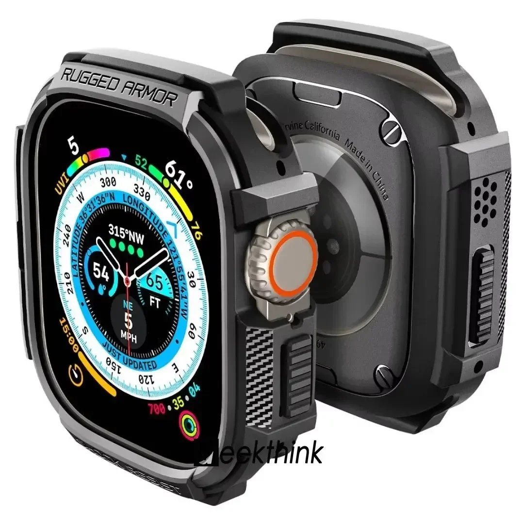 Rugged Armor Case For Apple Watch Series Ultra 2 9 8 7/SE/6/5/4/3/2/1 TPU Protective Watch Cover49mm 45mm 44mm 41mm 40mm: XXL / black