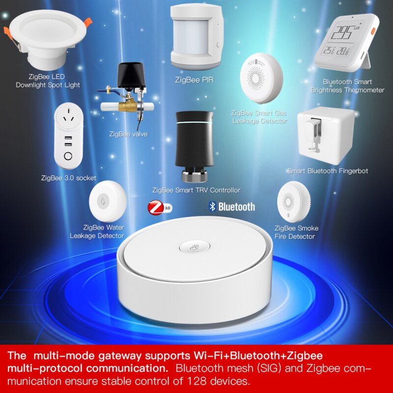 1PC Bluetooth Multi-mode Gateway Smart Home Gateway ZigBee WIFI Bluetooth Mesh Hub Work Stable Control Of 128 Devices Wireless
