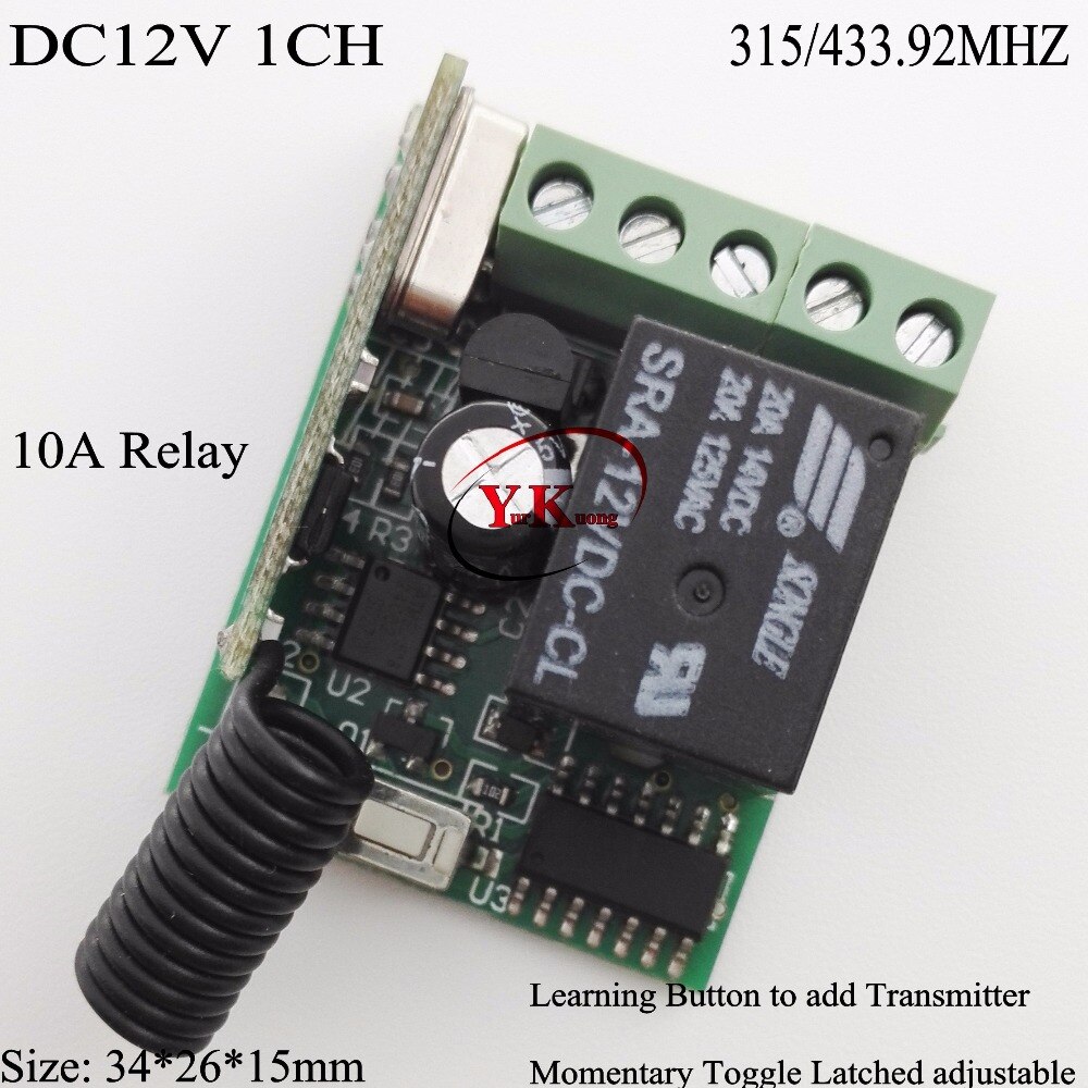 12 V 1CH 10A Relais Learning Code315/433 Afstandsbediening Lichtschakelaar Radio Control RC Verlichting Schakelaar Deur Access Remote Openner Smart Home