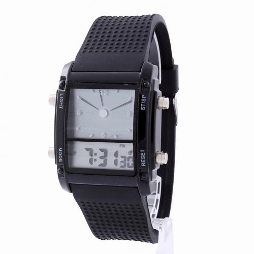 Couple Watches for Women Men Wrist Watch LED Dual Display Electronic Digital Watch Wristwatches часы женские наручные: black