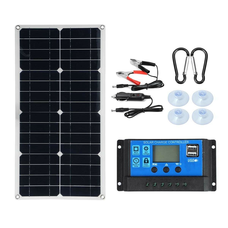 300W Solar Panel Kit Portable Power RV Monocrystalline Boat Flexible Battery 12V