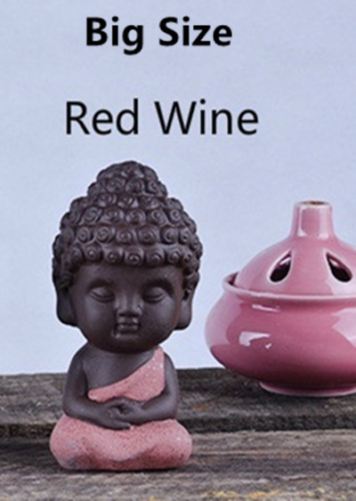 Lille buddha statue munk figur tathagata indien yoga mandala te kæledyr lilla keramik håndværk zakka dekorative keramiske ornamenter: Rød stor størrelse