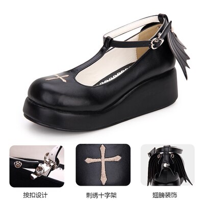 Zomer Zoete Lolita Lolita Platform Taart Engelenvleugels Kruis Prinses Schoenen