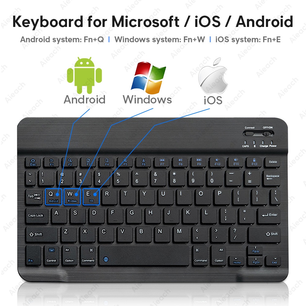 Aieach Leather Keyboard Case For iPad Mini 1 2 3 4 5 case With Pencil Holder Bluetooth Keyboard Cover for iPad Mini 5 Case