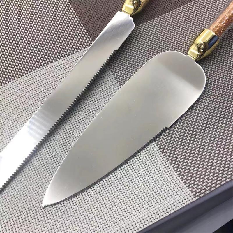 Bröllopstårta server set lyxiga guldfolie pappersglasögon kristallina tårtkniv pizza spade verktyg födelsedagsfest jul