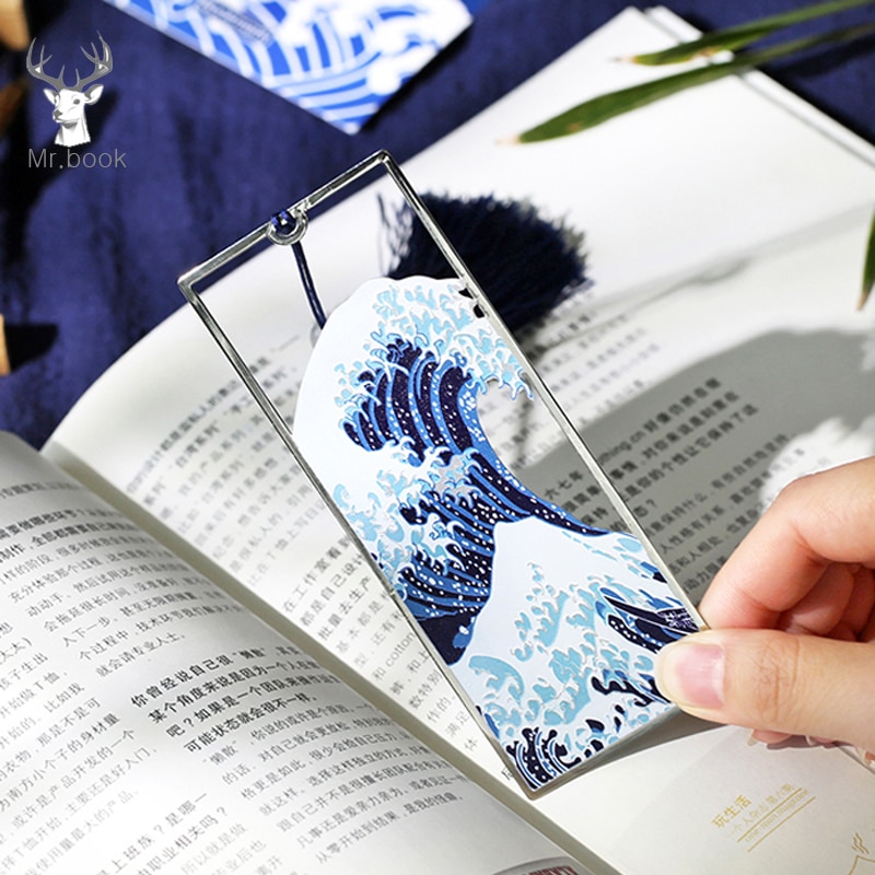 Japanischen Stil Jahrgang Metall Lesezeichen Hokusai sterben Große Welle Weg Von Kanagawa Bilder Lange Quaste Buch markieren Schule Büro Liefert