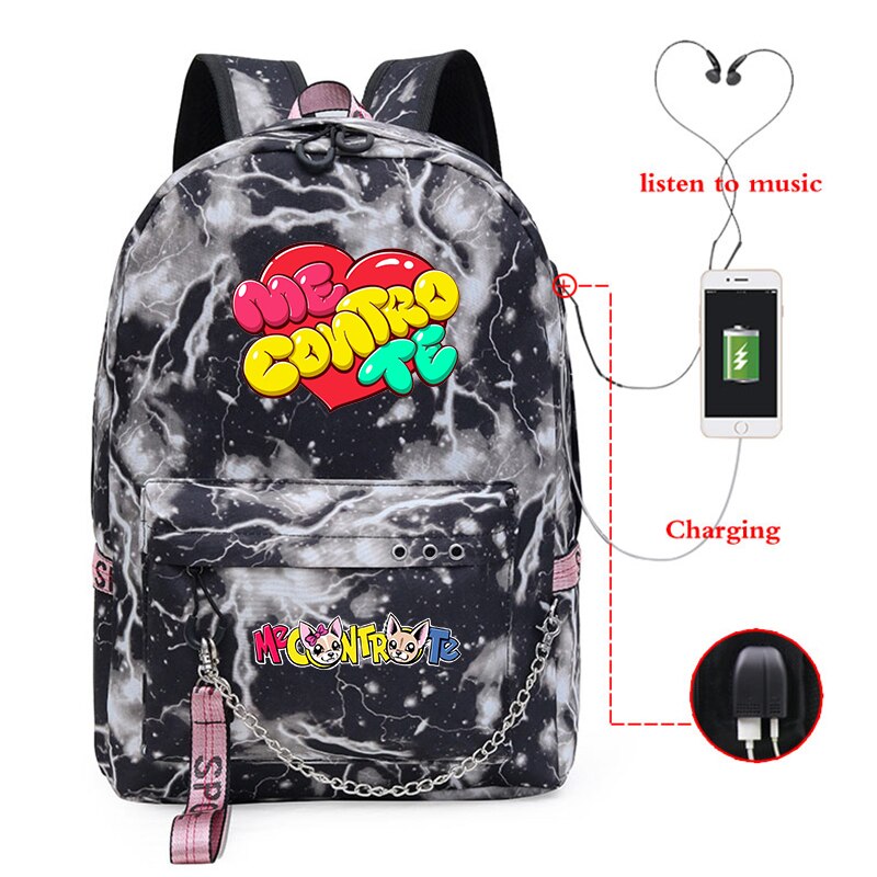 Cool Backpack Harajuku School Bags Girls College Students Laptop USB Charging Backpack Casual Travel Rucksack: 13