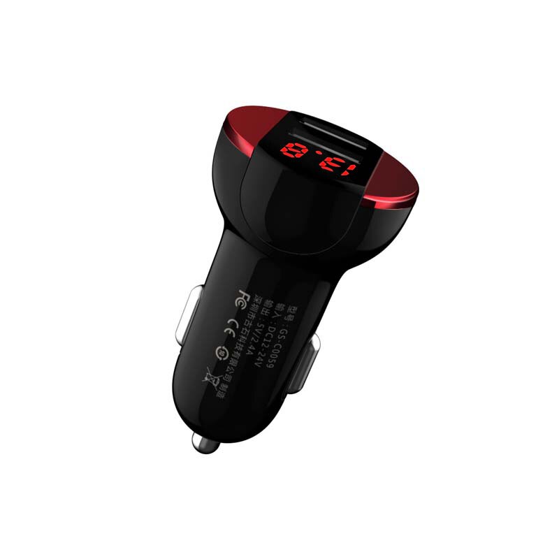 Cargador de coche Universal de 5V/3.1A, salida USB Dual para Huawei P10 Plus Mate 9, Xiaomi Mi5 Mi6 Plus, pantalla Led de voltaje: black red