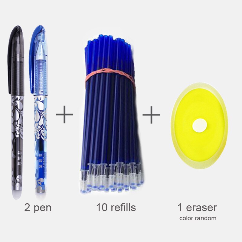 Erasable Pen 0.5 Mm Blue Black Color Ink Writing Gel Pens Washable Handle For School Office Stationery Supplies: 10