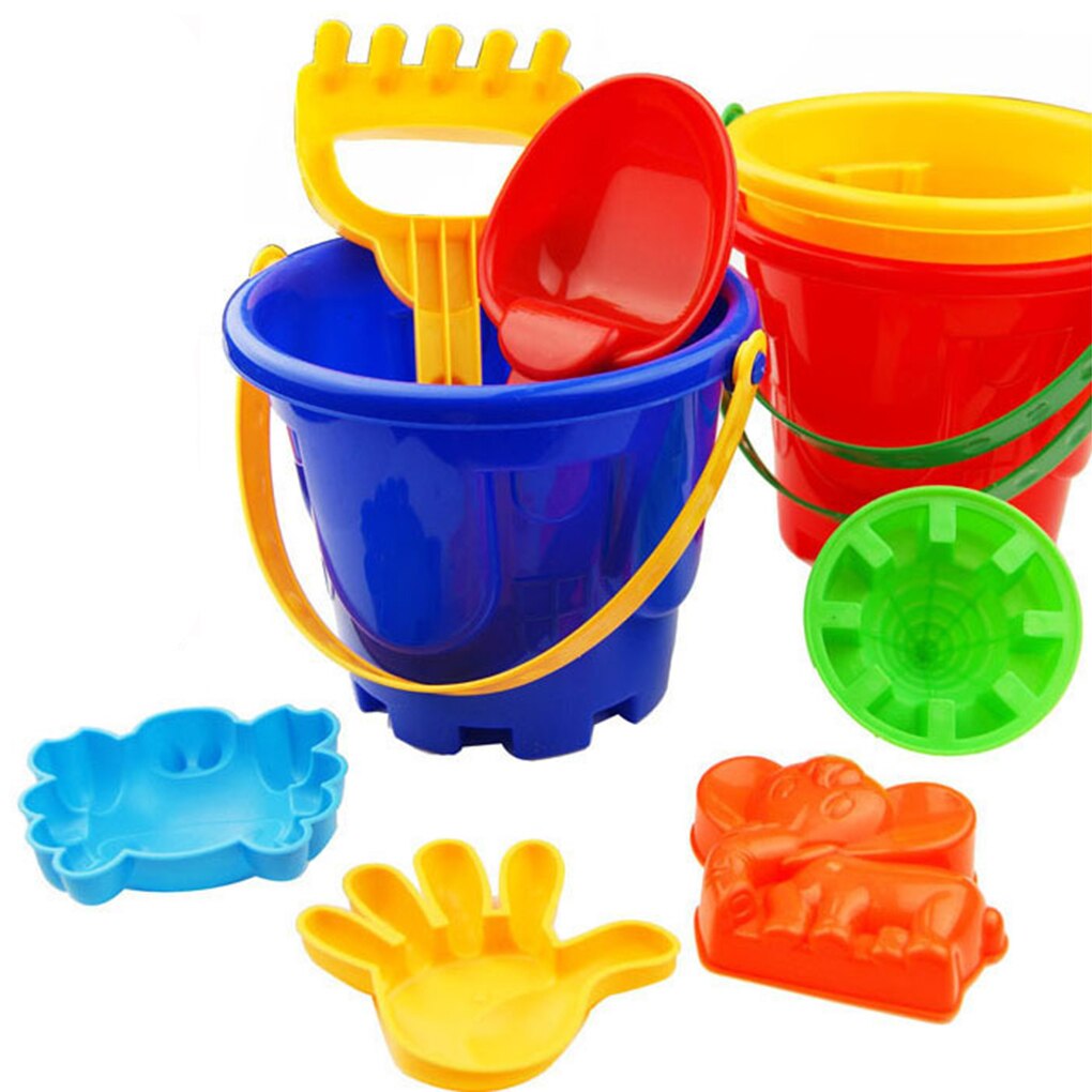 7Pcs Strand Speelgoed Zand Speelbal Plastic Emmer Spade Schop Hark Kids Kinderen Gereedschap Kleur Willekeurige