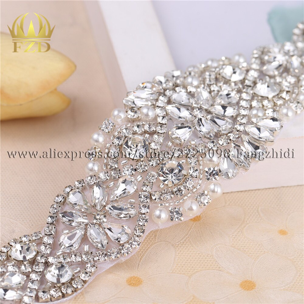 1 Stuk Clear Rhinestone Applique Voor Trouwjurken Trim Rhinestone Crystal Naai Kledingstuk Sash Riem Patches Fix Strass