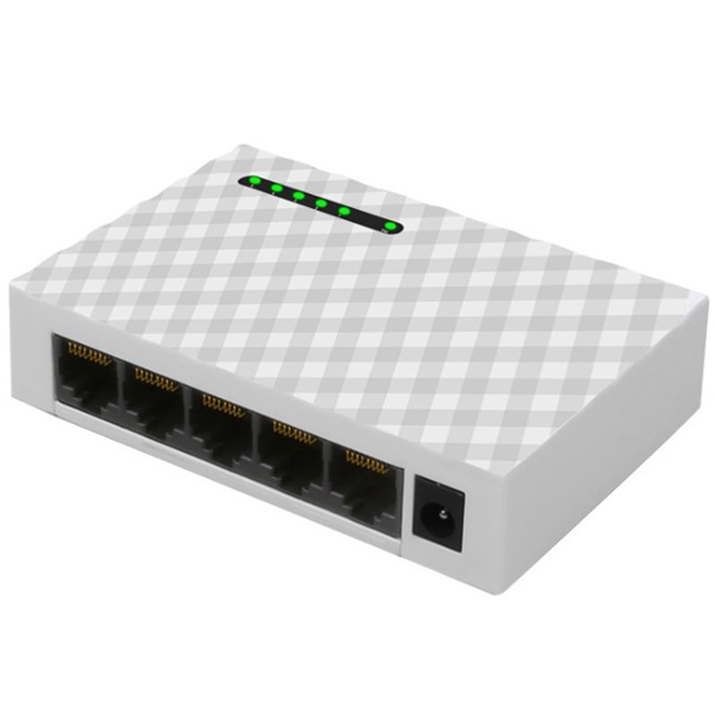 Opq -5- port netværksswitch 4- leder  rj45 gigabit ethernet 1000 mbps splitter rejse lan switch hub til pc desktop eu stik: Hvid