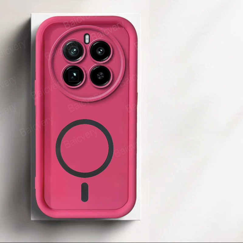 Für Realme 12 5G / 12X 5G Plus / 12 Pro 5G / Realme 12 Pro Plus Capa Hülle mit magnetischer Aufkleberabdeckung für kabelloses Laden: Aluminium / Elfenbein