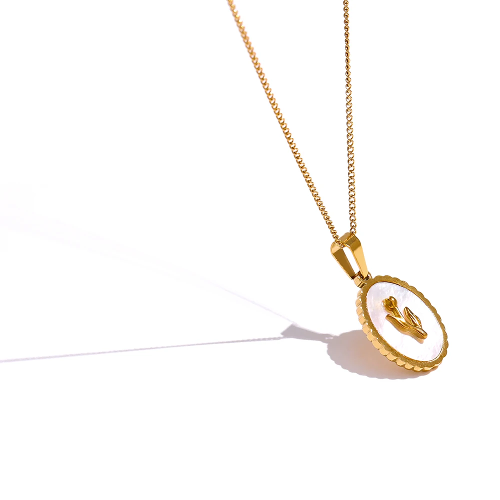 Yhpup roestvrijstalen bloem hanger ketting trendy natuurlijke schelp ronde kraag ketting sieraden о dzigift: Default Title