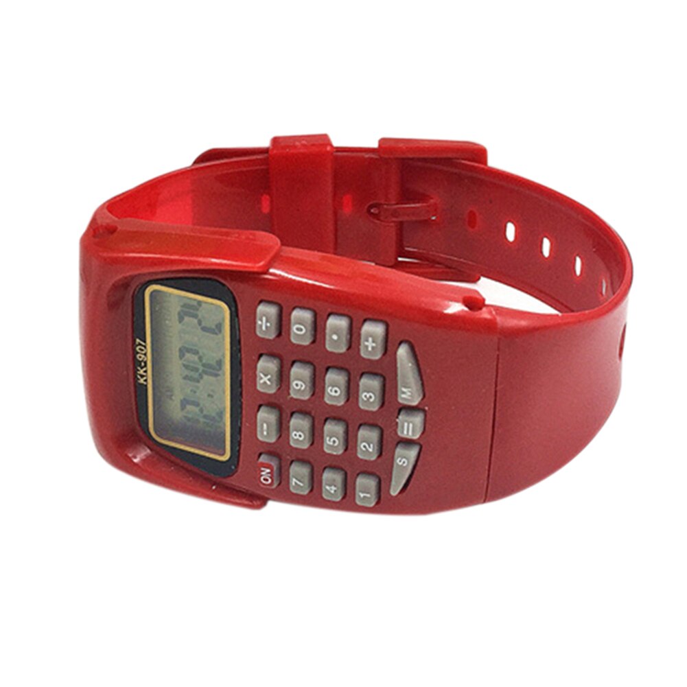 Multifunction Digital Calculator Sports LED Watch Calculating Tool for Children And Durable: Red