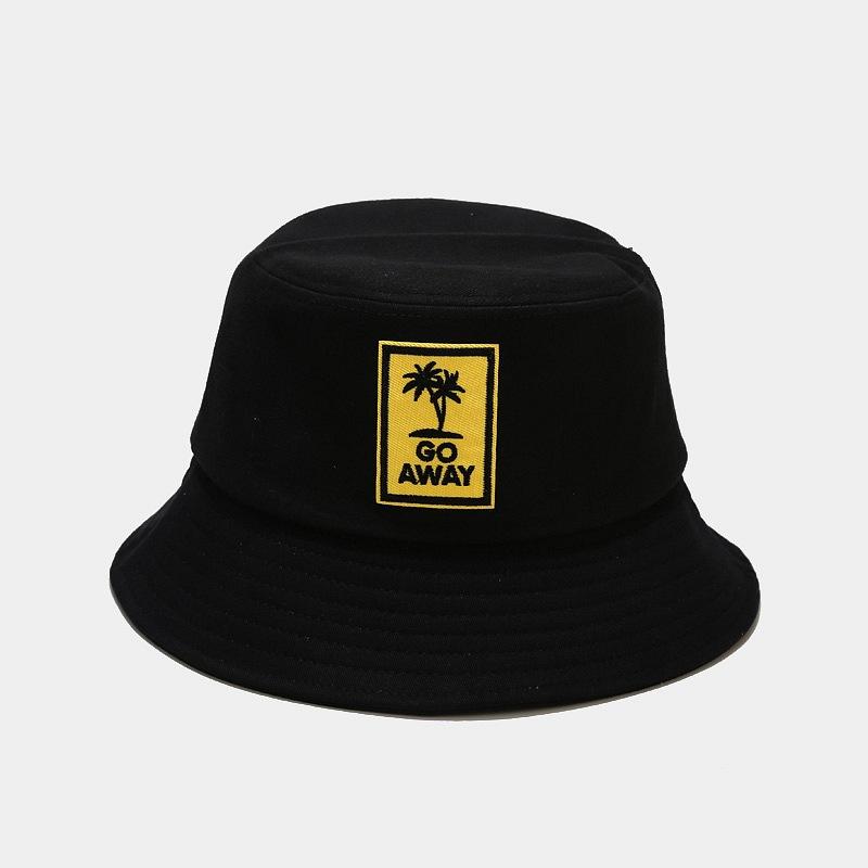 style letter go away embroidery Bucket Hat Fisherman Hat outdoor travel hat Sun Cap Hats for Men and Women 135: Black