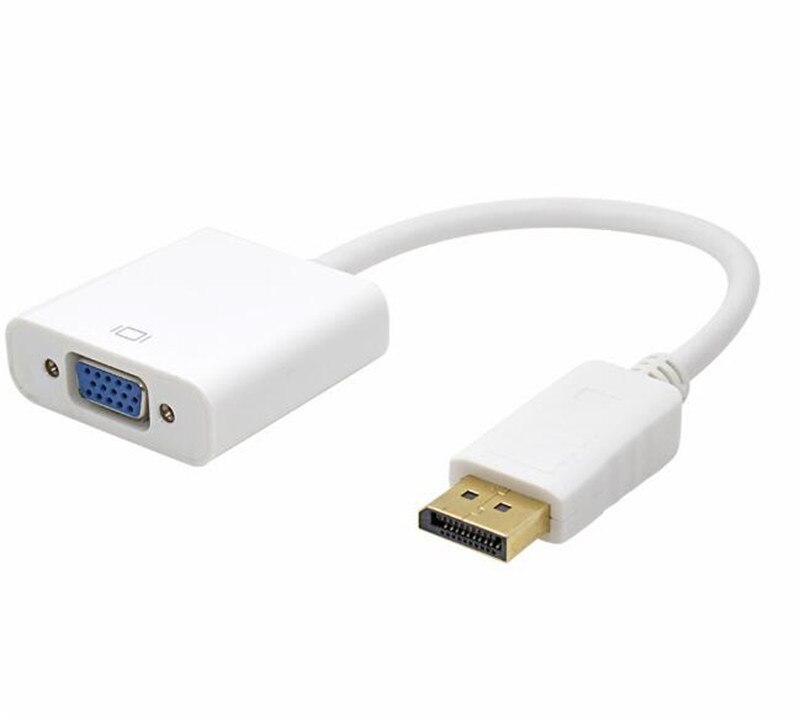 Blanco DisplayPort macho DP a VGA hembra M/F adaptador de convertidor Cable para Notebook HP/Dell/Lenovo/Toshiba