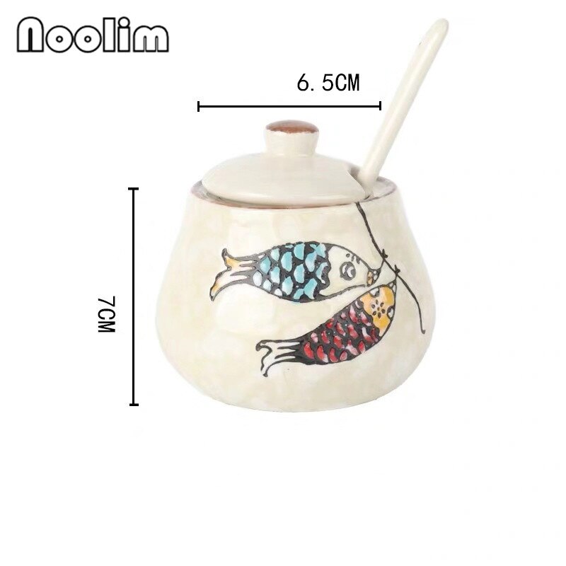 Japansk stil retro handmålad hushålls keramisk peppar olja salt shaker krydda låda krydda burk krydda burk kök verktyg: C