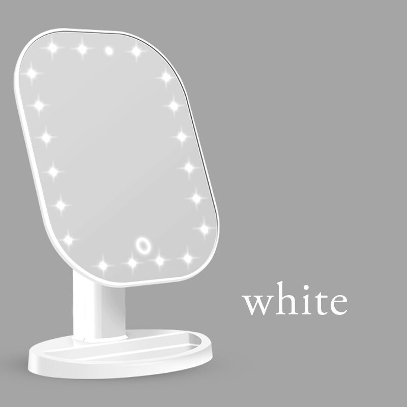 Touch Dimmer LED Mirror Touch Screen Makeup Mirror Luxury Mirror With 20 LED Lights 180 Degree Adjustable Table MakeUp Mirror: 20 LEDs white