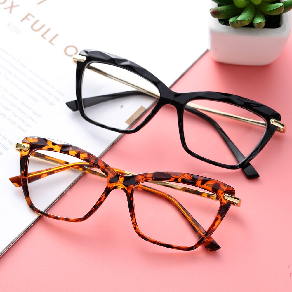 Gafas cuadradas de con marco de cristal facetado gafas Vintage para mujer estilos de gafas ópticas de ordenador
