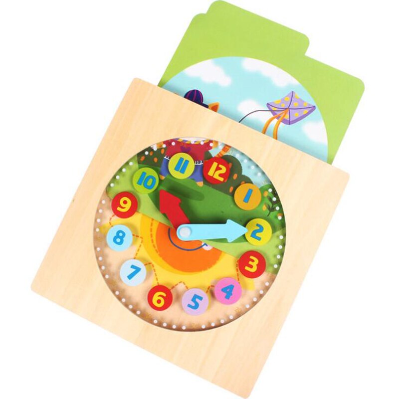 Digital Wooden Clock Early Childhood Education Cognitive Children Working Time Cognitive Intelligence Toys