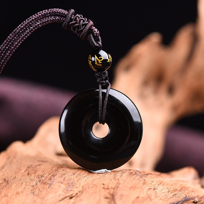 Natürliche Obsidian Hand-geschnitzt sicher schnalle anhänger Boutique schmuck regenbogen auge Obsidian Jade halskette: 4