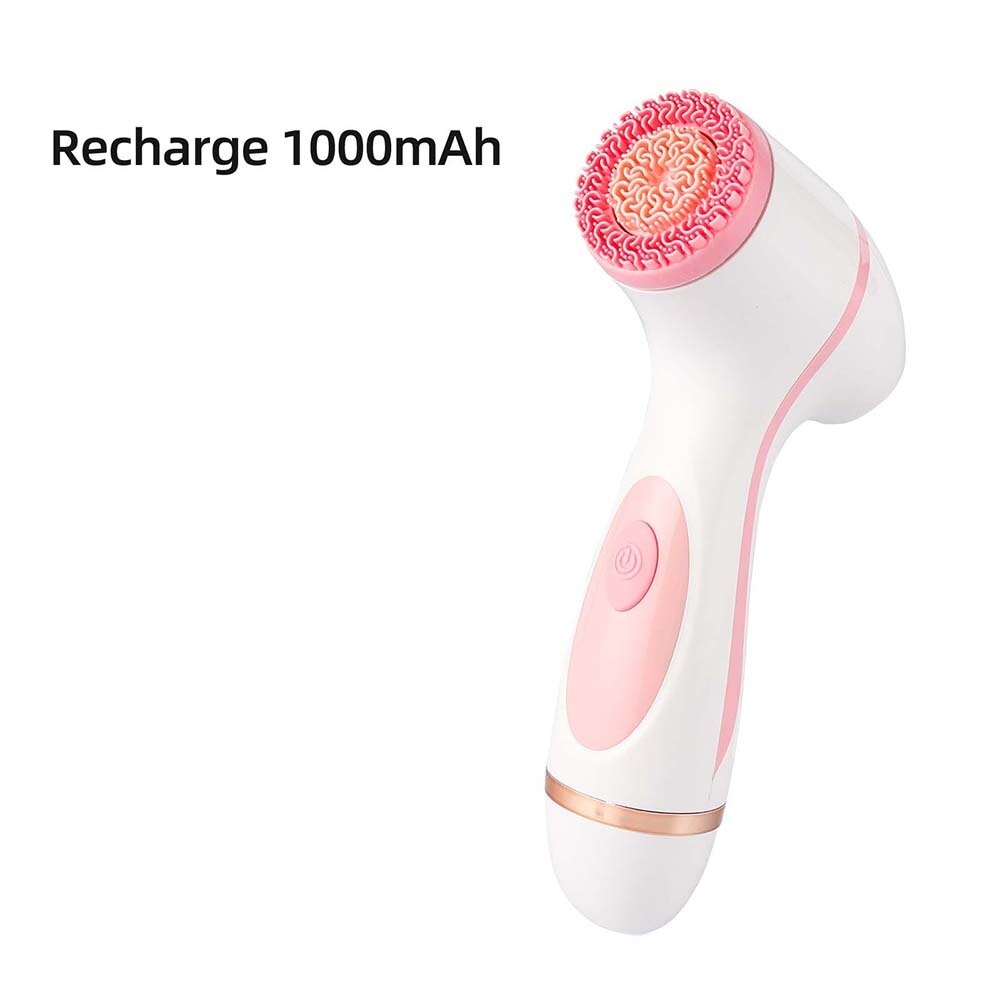 Cepillo de limpieza Facial recargable 3 en 1, limpiador Facial eléctrico giratorio, Limpieza Profunda, eliminador de poros y espinillas, resistente al agua: Pink