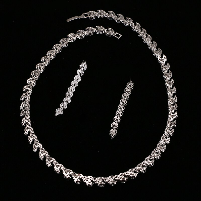 Emmaya conjunto de jóias de marca elegante, cor de prata, strass, brincos e colares, para mulheres, homens de honra, casamento, cruz