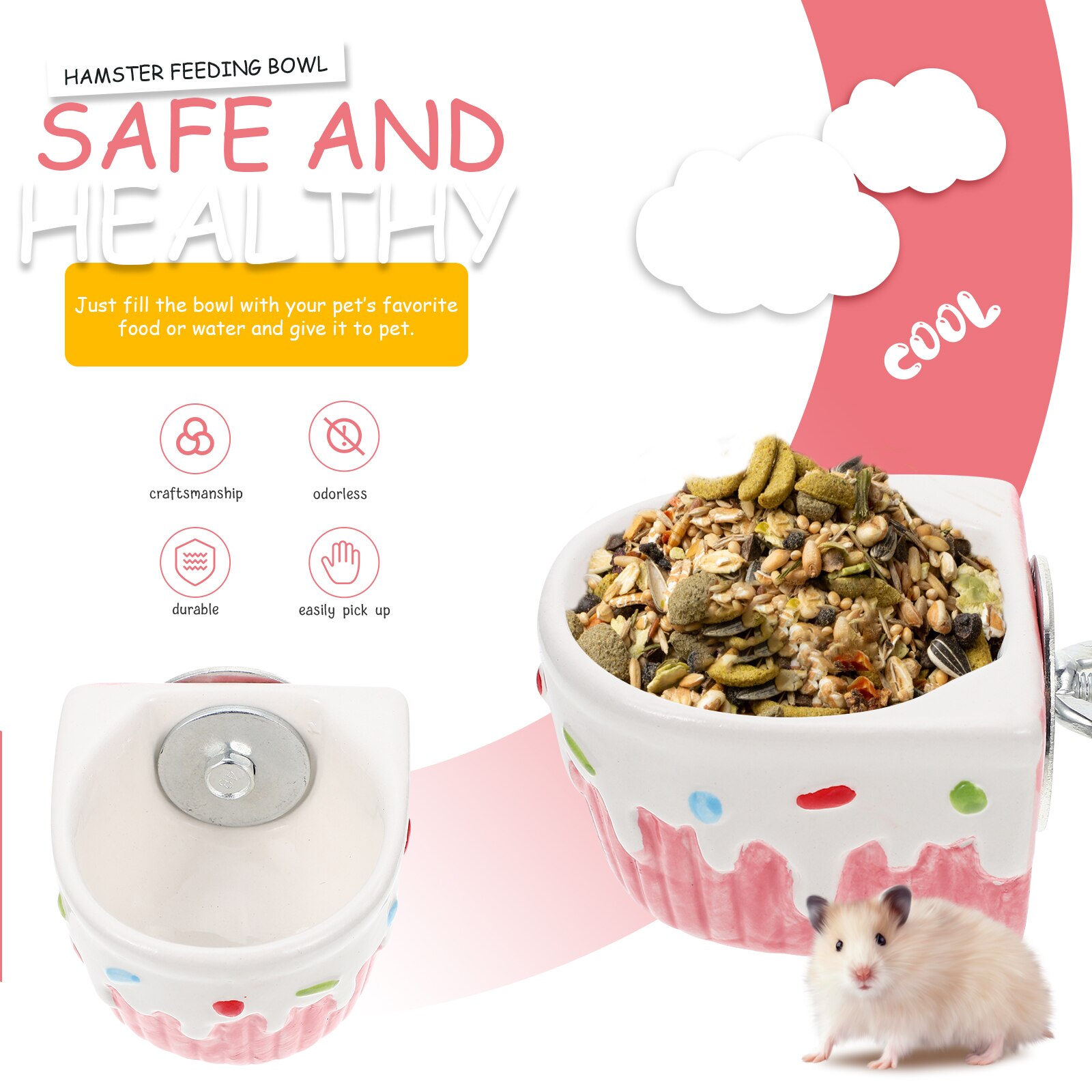 Hamster Voedsel Kom Keramische Hamster Feeder Hamster Voerbak Opknoping Huisdier Feeder Voor Hamster Eekhoorn Thuis