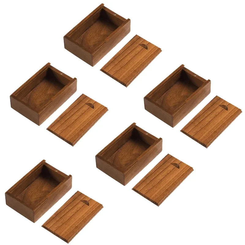 Caja de almacenamiento sin terminar de madera Natural maciza, 5 uds., con tapa deslizante para collar, anillo, caja de , caja de madera decorativa USB para: Verde