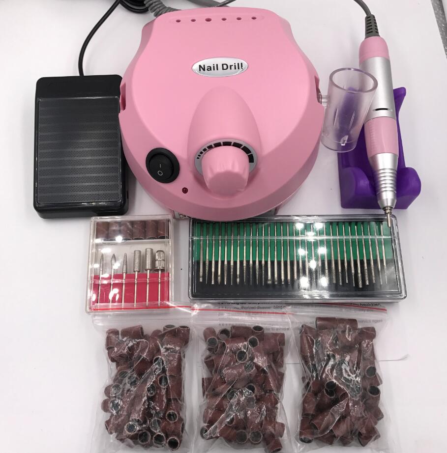 30000 RPM Pro Electric Nail Art Boor File Bits Machine Manicure Kit Professionele Salon Thuis Nail Gereedschap set: pink