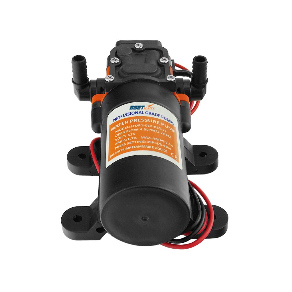 21-Series Diaphragm Water Pressure Pump 12V 1.2 GPM 35PSI Self-priming Water Pumps for RV Caravan Boat Industrial (Black)