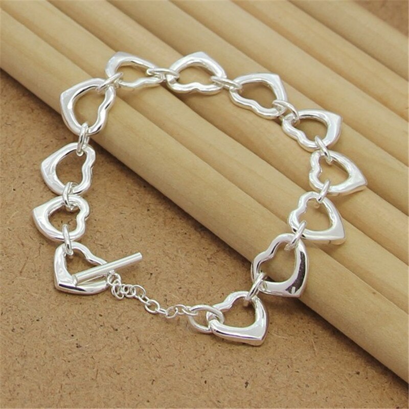 925 sterling sølv armbånd søtt hjerte kjede armbånd for kvinne fest sjarm smykker