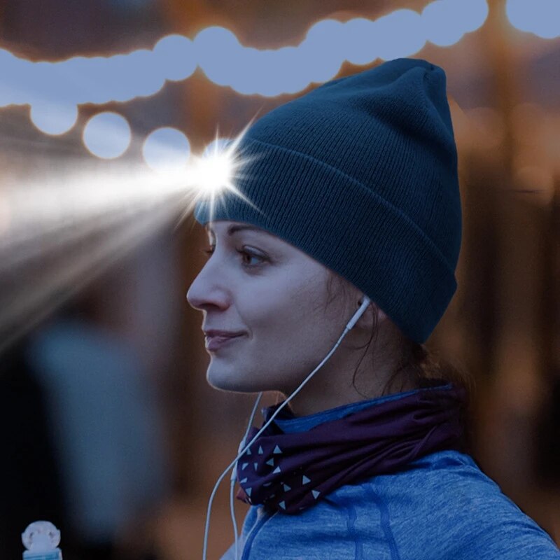 Led Light Hat Rechargeable Cap Flashlight Cap Led Knit Hat Warm Flashlight Hunting Camping Jogging Fishing Cycling