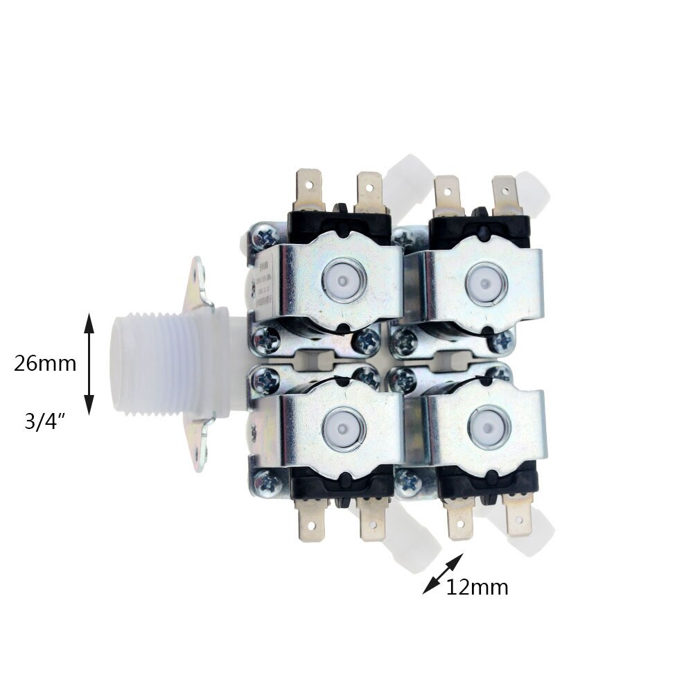 DN20 DC12V 24V 36V AC220V G3/4" 1 In 4 Out Electromagnetic Valve Normally Closed Water Drain Valve Electric Water Inlet Solenoid