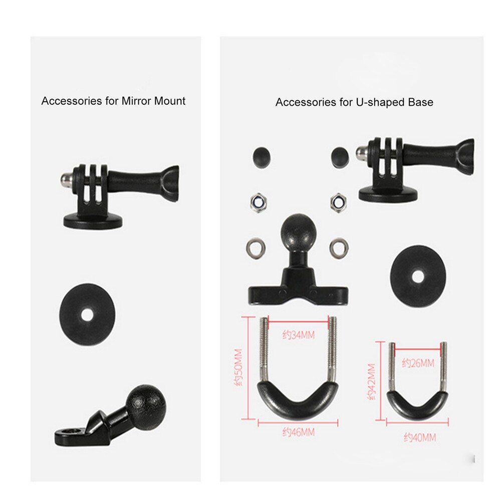 Motorcycle Bike Camera Houder Stuur Spiegel Mount Bevestigingsbeugel 1/4 Schroef Metal Stand Voor Gopro Slr Mirco Motion Camera