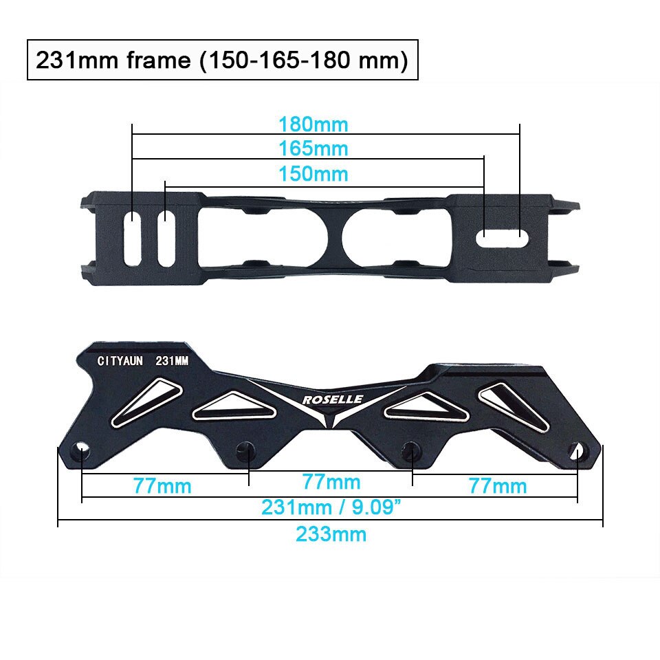 Ruedas y rodamientos para Patines en línea Slalom, Base para Patines deslizantes para adultos y niños, 231, 243mm, marco y 4x80, 76 y 72mm, 90A